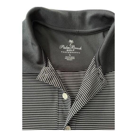 Large Men's Palm Beach Golf Polo - Black & White Striped, Classic Outdoor Style - Picture 2 of 4